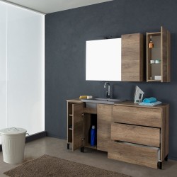 UNIKA - Composizione lavanderia 160 con lavabo modello SABBIA grigio - 3