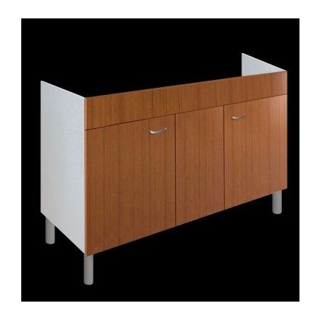 Mobile sottolavello a 2 ante Teak per lavello inox 120x50 cm. - 1