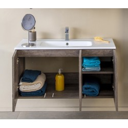 Mobile sospeso 100X46 ,con ante e lavabo in ceramica - 2