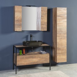 IRON WOOD 75 - STRUTTURA IN FERRO CM 75 + MOBILE CON CASSETTO APERTURA PUSH CM 70 + TOP CM 70 P/LAVABO - 3