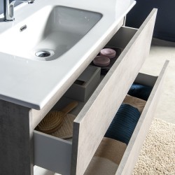 Mobile sospeso 100X46 ,cassetti e lavabo in ceramica - 4