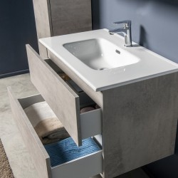 Mobile sospeso 100X46 ,cassetti e lavabo in ceramica - 3