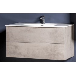 Mobile sospeso 100X46 ,cassetti e lavabo in ceramica - 1