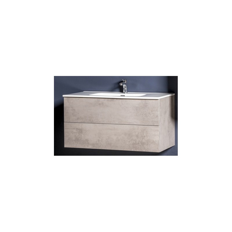 Mobile sospeso 100X46 ,cassetti e lavabo in ceramica - 1