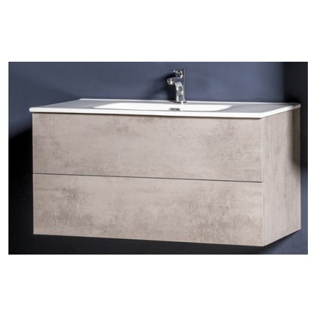 Mobile sospeso 100X46 ,cassetti e lavabo in ceramica - 1