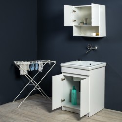 MOBILE CM 60 X 50 ,  LAVATOIO  CERAMICA  CON STROFINATOIO INTEGRATO - 2